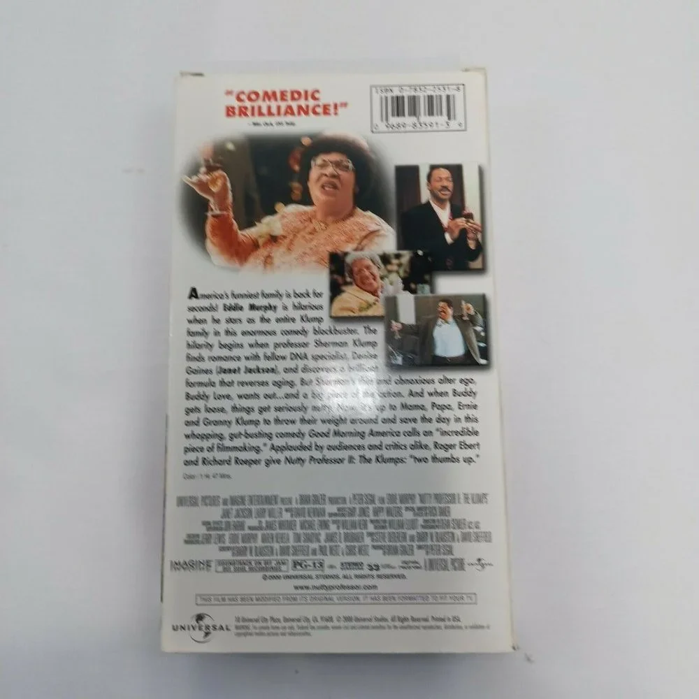 Nutty Professor II 2 The Klumps VHS VCR Video Tape Movie Eddie Murphy